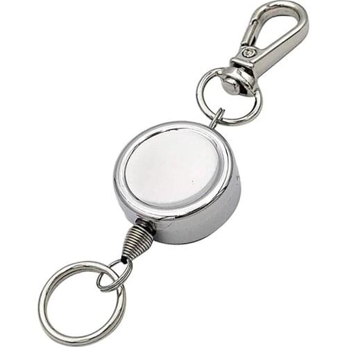 Recoil Extendable Metal Key Chain Ring Nylon Rope Clip Pull Keyring Retracting Wire Rope Camping Telescopic