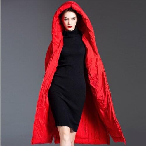 2020 New Winter Women Long overcoat White Duck Down Jacket With Hood Female Slim Soft Warm Coat Big Size outwear Windproof coats