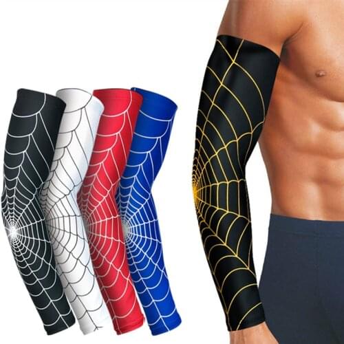 1Pc Elastic Spider Web Print Sleevelet Breathable Antiskid Sports Armband Elbow Pad