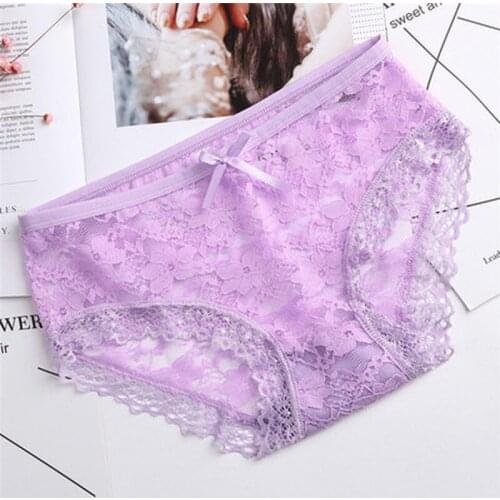 1Pcs Women Panties Cotton Underwear Comfort Underpants Floral Lace Briefs For Women Sexy Low-Rise Pantys Intimates M L XL Size