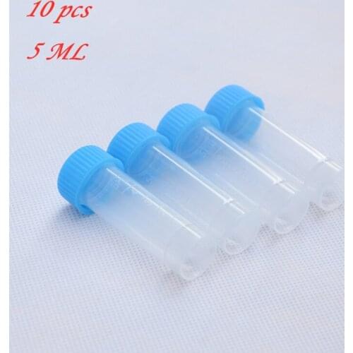 10PCS x 5ml Chemistry Plastic Test Tubes Vials Seal Caps Pack Container for Office School Chemistry Supplies
