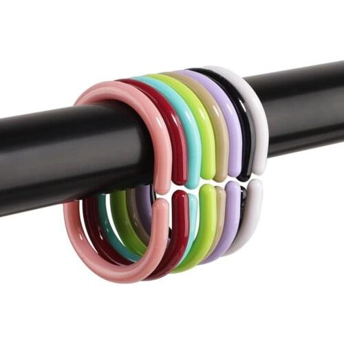 12pcs Color Plastic C Shape Bath Drape Shower Ring Loop Bendable Bathroom Curtain Hooks Curtain Poles Shower Rod Hook Hanger