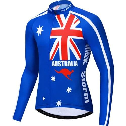 2019 Australia cycling jersey long sleeve Winter Thermal Fleece&no Fleece cycling clothing Reflective zipper 4 pockets