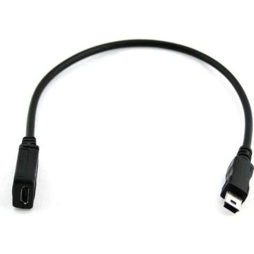 25cm USB 2.0 Mini B 5-Pin male to Micro female Adapter cable 25cm with braided shield