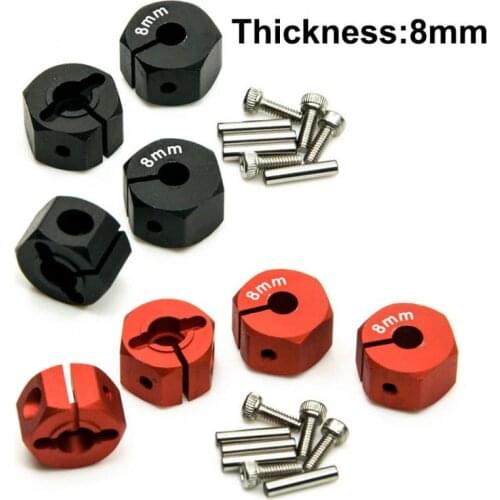 4PCS Metal Aluminum 8/9/10/11/12mm Thick Wheel Rim 12MM Hex Drive Adapter 4mm Hole for HAxial SCX10 90046 Tamiya 1/10 RC Car