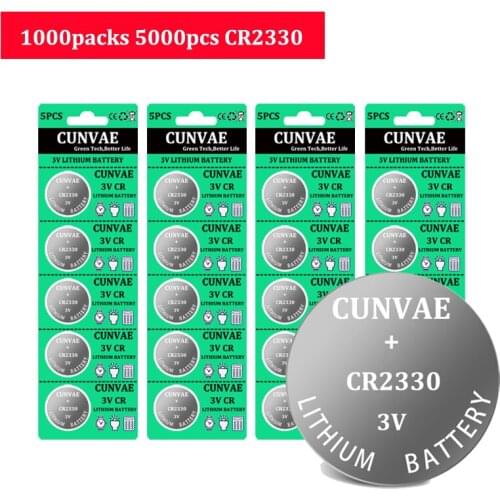 5000pcs CR2330 3V Button Batteries BR2330 ECR2330 Cell Coin Lithium Battery CR 2330 For Watch Electronic Toy Remote Control