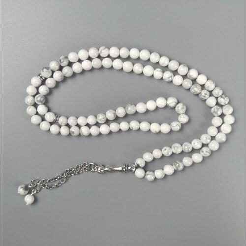 6mm 99pcs white howlite Muslim Prayer Beads Islamic Tasbih Allah Prayer beads Tesbih Islam Misbaha worry beads