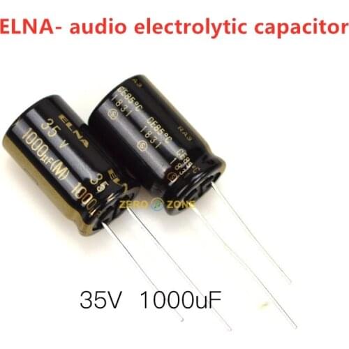 Free Shippping 2 PCS Black Elna For preceding stage Audio Stereo Filtering 10000uf /35V 12.5*20mm Electrolytic Capacitors