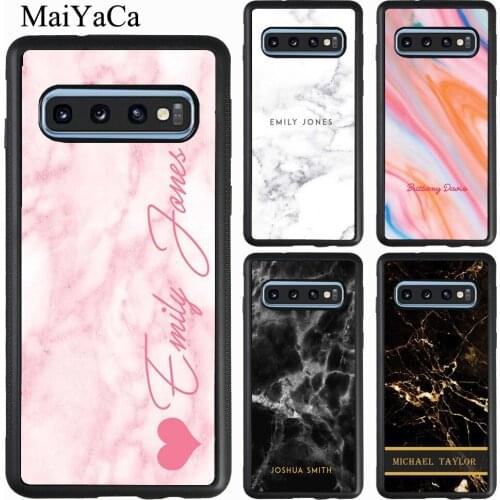 Personalised Marble Initial Name Case For Samsung Galaxy A51 A71 A21S A20e A31 A50 A70 M21 M31 S9 S10 S20 Plus Note 20 Ultra