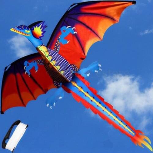Children Kids Kites Gift 3D Dragon 100M Kite Single Line With Tail Kites Outdoor Toy Kite Family Outdoor Fun Sports Toys