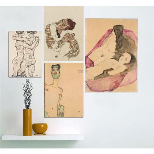 Egon Schiele Abstact Body Color Delineation Sketch Canvas Art Print Painting Poster Wall Picture For Living Room Home Decor