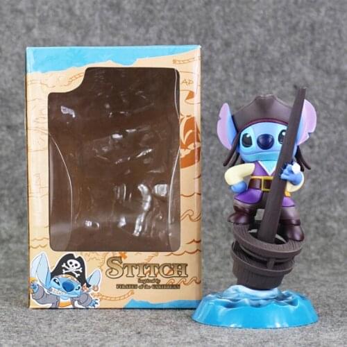 19cm Lilo and Stitch Cosplay Pirates with a Stick Classic Cartoon PVC Action Figure Collection Model Toy Decoration Brinquedis