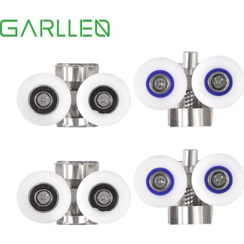 GARLLEN 4pcs Zinc Alloy Shower Door Wheels Heavy Duty Twin Top Bottom Roller Runner for Shower Steam Cabin Enclosures 6-8mm Door