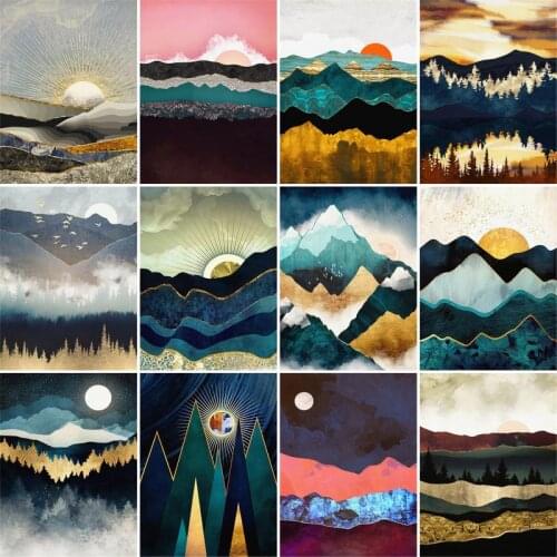 GATYZTORY DIY Painting By Numbers On Canvas Oil Pictures For Adults Abstract sunset Landscape Coloring By Number Home Decoration