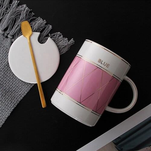 Creative Irregular Ceramic Coffee Cup with Gold Handle Handmade Pottery Tea Cup Travel Kitchen Tableware Nordic Home Coffee Cup