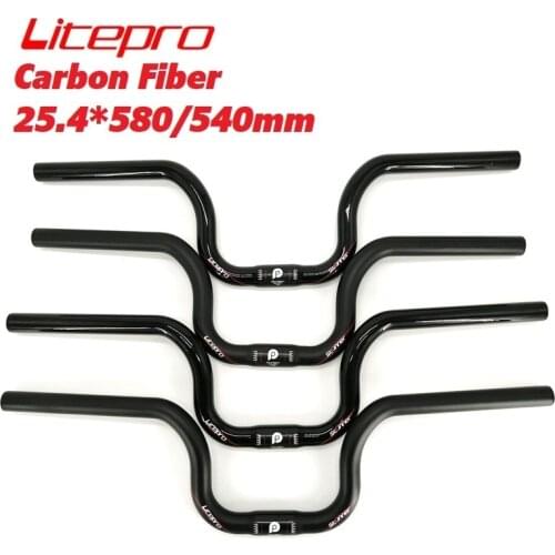 Litepro Ultralight Carbon Fiber Swallow-shaped Handlebar 25.4mm 580mm 540mm For Brompton Folding Bike Handlebar