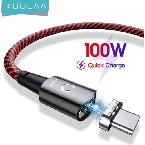 KUULAA 100W Magnetic Cable Type C to Type C Cable For Huawei P40 Redmi Note 9s PD Fast Charging For MacBook Pro USB Cable