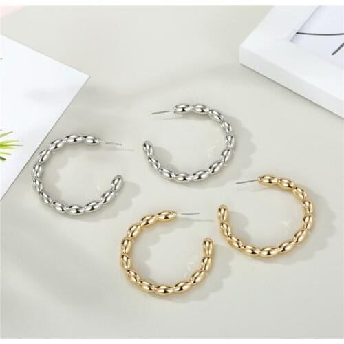 Dayoff Punk Statement Maxi Hoop Earrrings for Womens Women Jewelry Gift Punk Bamboo Circle Earrings Girl E744