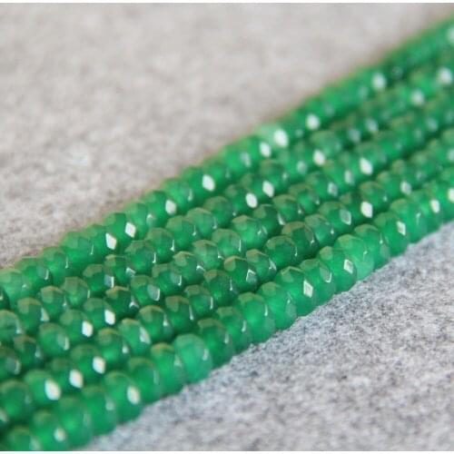 Min Order1) 6*8mm Green Chalcedony Beads Round Faceted Sone DIY Beads Accessory Parts 15inch Jewelry Making Design Wholesale