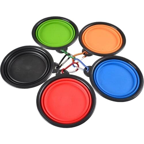 Dog Bowl Foldable Eco Firendly Silicone Pet Cat Dog Food Water Feeder Travel Portable Feeding Bowls Food Container Accessories