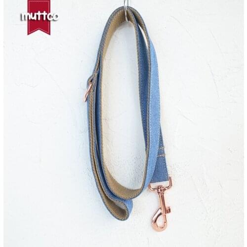 MUTTCO retailing self-design collar THE JEAN handmade collar mazarine and brown 5 sizes dog leash UDC035M