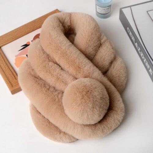 Autumn Winter New Faux Rabbit Fur Solid Color Scarf Men Women Keep Warm Adults Children Fashion Plush Bib Windproof High Quality