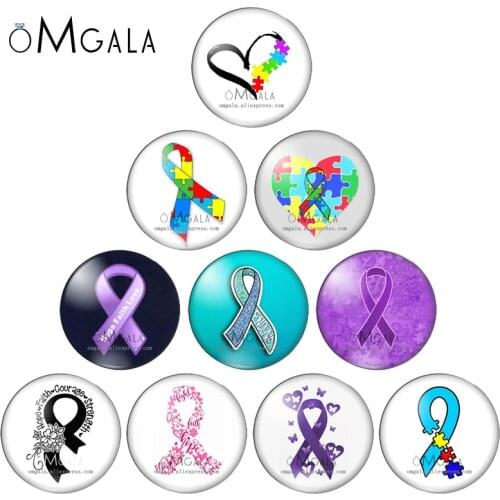 Puzzle Pieces Autism Awareness Ribbon 10pcs 12mm/18mm/20mm/25mm/30mm Round photo glass cabochon demo flat back Making findings