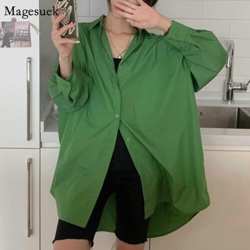 Casual Loose Cotton Shirt Woman Autumn 2021 Long Sleeve White Button Shirts For Women Office Lady Tops Fashion Clothing 16911