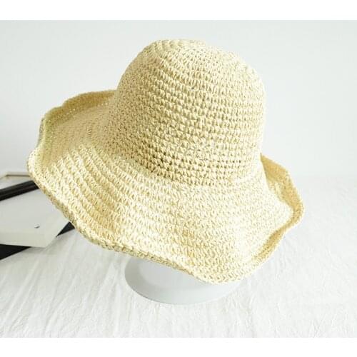 Hot Summer Hoilday Floppy Straw Hat Women Ladies Wide Brim Beach Foldable Bow Flower Straw Sun Hat Sun Cap One Size Wide