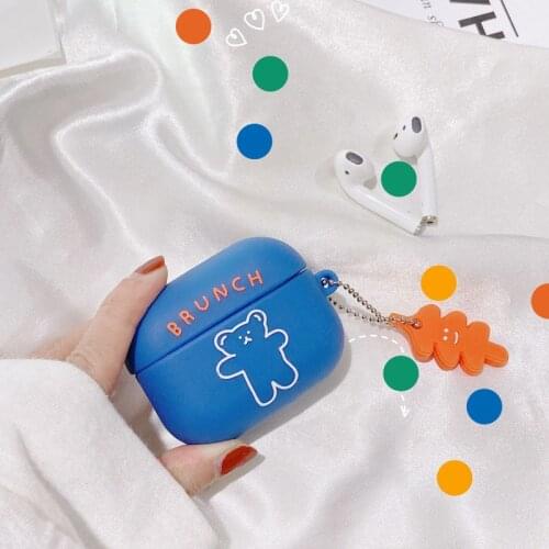 Preminum Silicone Case for Apple Airpods 1 2 3 Pro Bear Carton Accessories Silicon Case Protective Cover Earphone Case