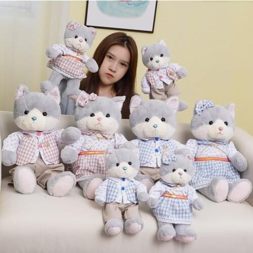 1pc 32/52cm Kawaii Couple Ca Plush Toys Stuffed Animal Dressing Cat Pillow Dolls Lovely Toys for Children Baby Birthday Gifts