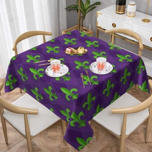 Fleur De Lis Tablecloth Retro Plaid PVC Waterproof oil resistant Nordic Household Rectangular Banquet Party decoration