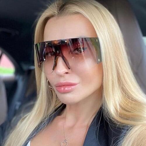 Brand Oversized One Piece Sunglasses Italy Design Big Rimless Sun Glasses for Women Men Eye Protection Shield Goggles Gradient