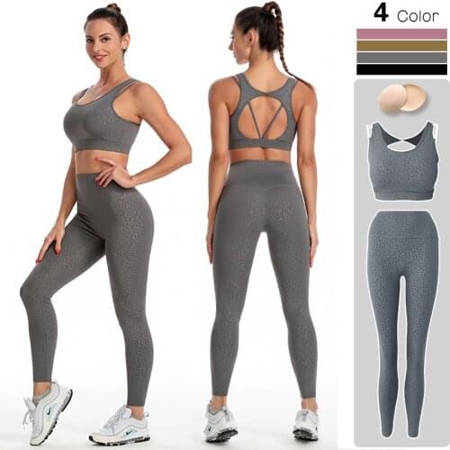 Seemless Gym Set Sport Leggings And Top Yoga Sets Sports Gothic Fitness Patches For Clothing Floral Leopard Yoga Set