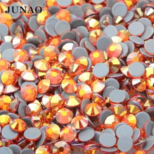 JUNAO SS6 8 10 12 16 20 30 Hyacinth AB Hotfix Glass Rhinestone Hot Fixation Crystal Stone Flat Back Iron On Strass Applique