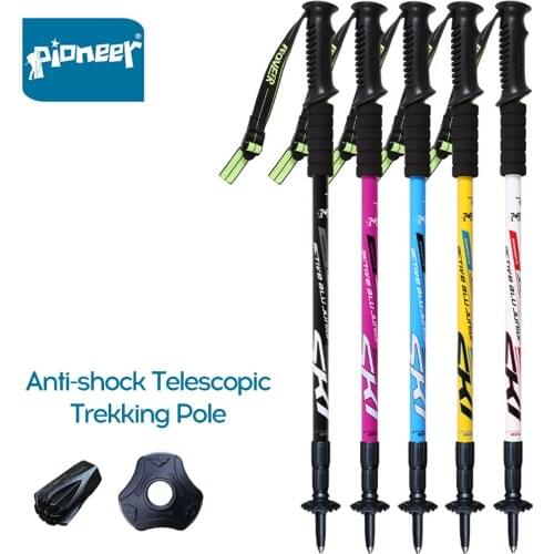 Anti-shock Walking Stick 3-Section Telescopic Adjustable Trekking Hiking Pole Ultralight Outdoor Cane Walking Stick