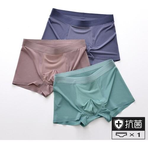 2pcs/lot Comfortable Soft Underpants Boxer Short Men Silk Male Underwear Sexy Underpants Solid Panties Homme Boyshorts