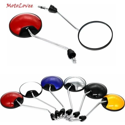 Motolovee Universal Clockwise 8mm Round Motorcycle Rearview Mirrors 360 Degree Convex Moped Scooter Motorbike Side Mirror