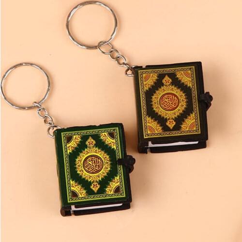 Vintage Mini Book Arabic Quran Islamic Keychain For Women Men Allah Real Paper Can Read Pendant Keyring Fashion Jewelry