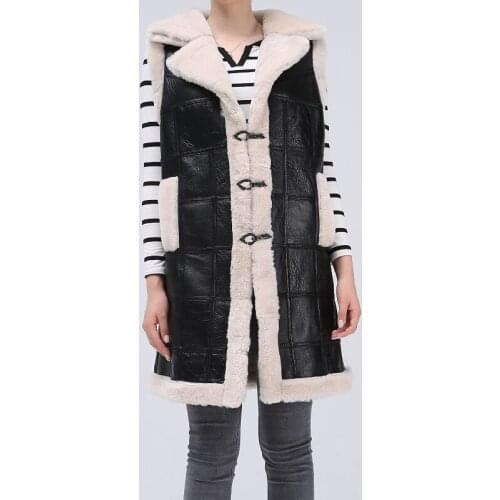 Sheared sheepskin jacket a womens vest short section Genuine sheepskin coat real hot wool fur for women Autumn Winter jacket