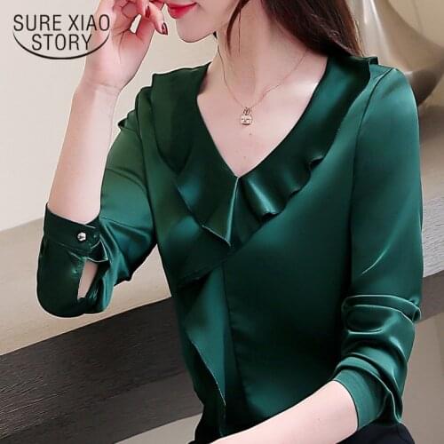 Blusas mujer de moda 2021 womens tops blouses Ruffles V-Neck harajuku long sleeve shirts chiffon blouse plus size 2331 50