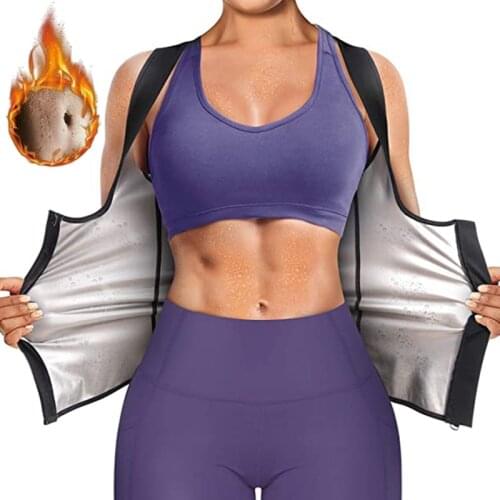 Sweat Enhancing Vest for Women Workout Training Heat Trapping Zipper Sauna Vest Slimming Tank Top Compression Shirts Polymer