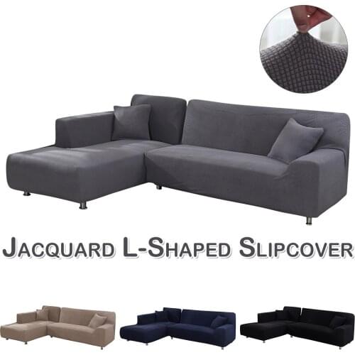 1/2/3/4 Seater Jacquard Sofa Covers Universal L Shaped Couch Covers Solid Spandex Stretch Furniture Slipcover Living Room Decor