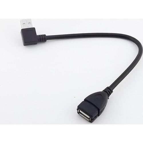 10pcs USB 2.0 Type A Male Left Angle To Female Extension Adapter Converter Cable Cord 25cm