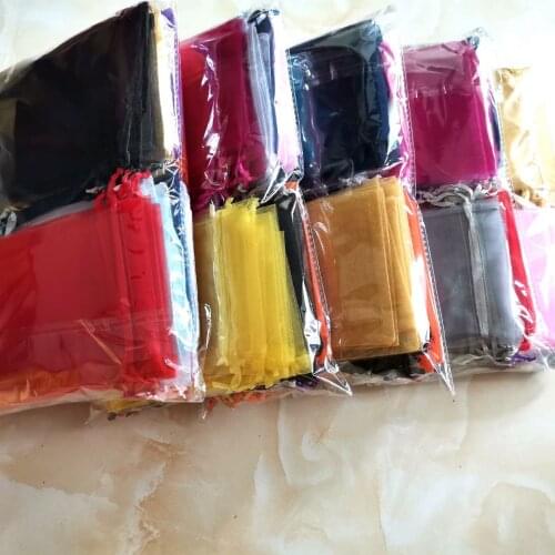100pcs Small Plain Organza Drawstring Bags Jewelry Packaging bag Drawable Birthday party Wedding Gift Candy Coffee Sachet Pouche