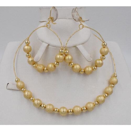 2021 New High Quality Fashion Dubai Jewelry Set Gold color Wedding African Beads Jewelry necklace earrings