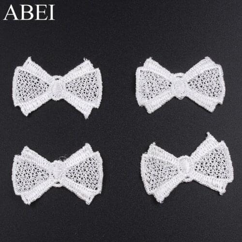 30pcs/lot Wholesale Soluble Bow Appliques Lace Fabric Garments Accessories DIY Handicraft