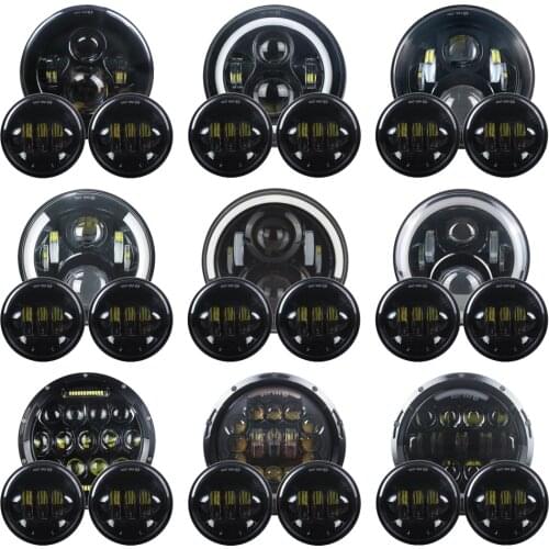 7 inch LED Motorcycle Headlight Hi/low Beam with DRL Turn Signal 30W Fog lamp 4.5” Auxiliary Lights for Any models 7" 4.5 inch