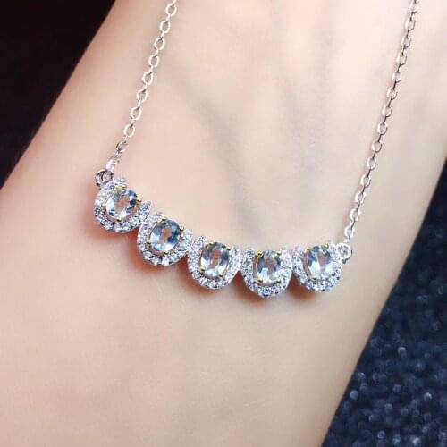 Aquamarine necklace pendant Free shipping 925 sterling silverNatural and Real Fashion Aquamarine Pendant