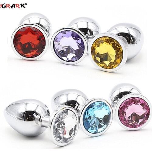 Stainless Steel Metal Luxury Round Shaped Jeweled Design Sexulaes Erotic Anal Butt Plug for Women Adults Products Men Male